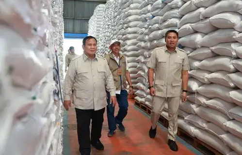 Pastikan Stok Beras Aman, Wamentan Sudaryono Dampingi Presiden Sidak Gudang Bulog Danurejo